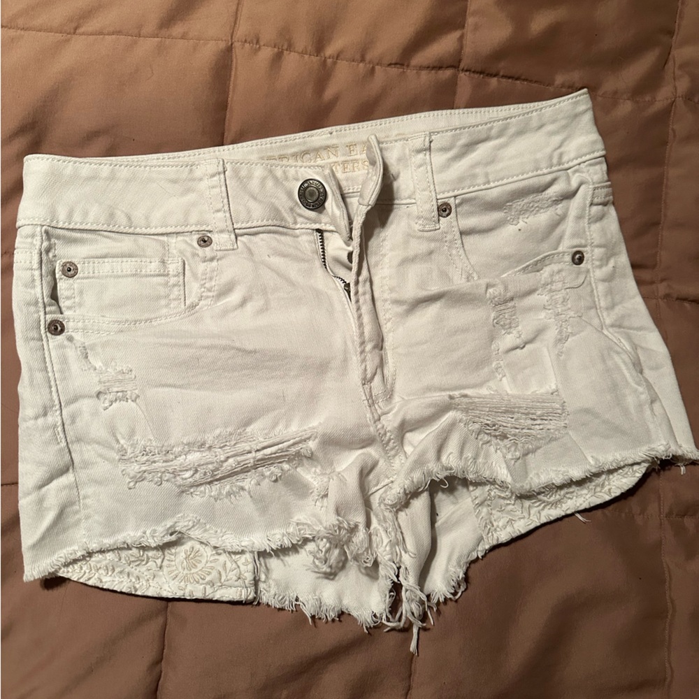 American Eagle white jean shorts
